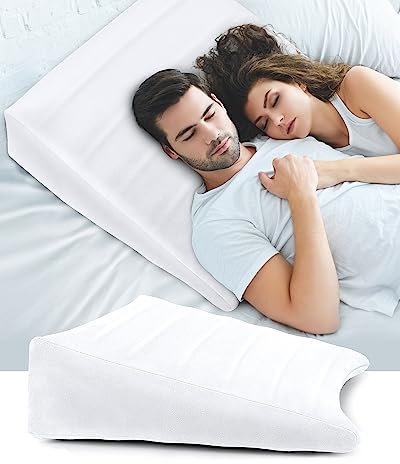 BLABOK Keilkissen für Bett, Reflux Kissen Anti Schnarch, Orthopädische Rückenlehne Lesekissen, Aufblasbare Bettkeil Matratzenkeil, Dreieckskissen für Bequeme Schlafen, Reisen, Schmerzlinderung (Weiß)