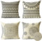 4er Set Kissenbezüge 75x75 Böhmermann Sofakissen Wasserfest Leinen Dekorative Kissenhülle Sommer Schwarz Zierkissenbezüge für Garten Outdoor Sofa Wohnzimmer Patio Zuhause Deko Kissenbezug YQ-599