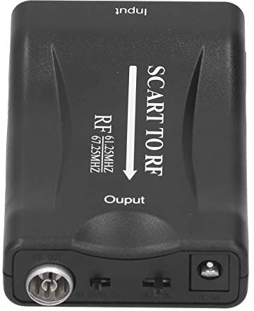 Scart-zu-HF-Adapter, Tragbarer -Video-Konverter-Adapter, HF-Frequenz 61,25 MHz / 67,25 MHz, für DVD/TV-Box/Netzwerkbox/Spielekonsole usw. - Schwarz