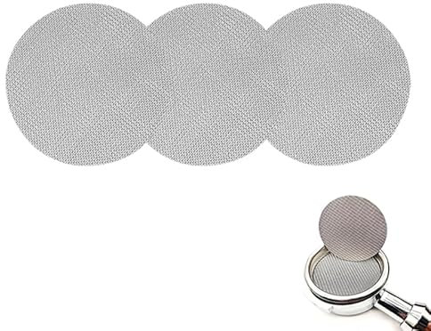 Screen Lot de 3 tamis à expresso 58 mm, pour porte-filtre, avec boîte de rangement en acrylique, 1,7 mm d'épaisseur, 150 μm, acier inoxydable 316, filtre réutilisable, porte-filtre à café, filtre de