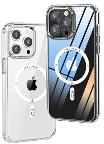 ONES Magnetisches HandyHülle für iPhone 15 Pro, Kompatibel mit MagSafe, Militärnorm Schutz Dünne Hülle, Vergilbungsbeständig Kratzfeste Rückseite, Extrem Haltbarkeit Schutzhülle, Klar