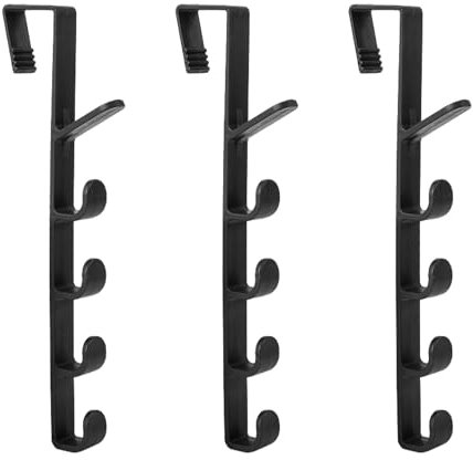 SLEEKEE 3 ganchos para puerta, ganchos para colgar puertas, ganchos para puerta, ganchos sin agujeros, estantes para puertas, toalleros, adecuados para colgar toallas y ropa (negro)
