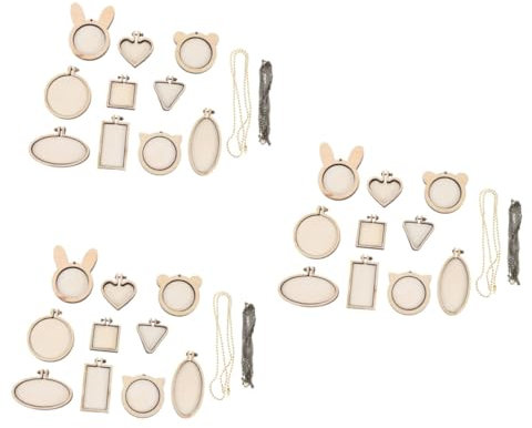 NUOBESTY 36 Stk Mini-stickerei Mini-kreuzungsreifen Mini-holzreifen Mini-kreuzstich-reifen Schmuck Aus Holz Stickrahmen Klein Kreuzstichrahmen Ovaler Bilderrahmen Hölzern Das Kreuz Anhänger