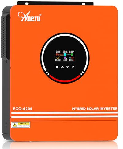 Anern 4200W Onduleur Hybride 24v DC à 230v AC, Off Grid Onduleur Solaire Hybride Onde Sinusoïdale Pure avec 120A MPPT régulateur de Charge PV Maximum 450V, Installation Solaire avec Module Wi-FI