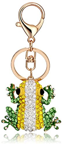 Porte-clés grenouille pour femme, Porte-clés grenouille mignonne pour filles, Porte-clés grenouille drôle, Porte-clés Grenouille verte punk, Porte-clés animal grenouille en strass scintillant