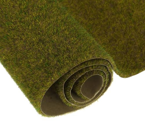 QUARKZMAN 5 Stück künstliche Modell-Grasmatte 14 x 20 (35cm x 50cm) Olivgrün Realistischer Kunstrasen für Gartendekoration Modell