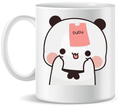 Forsca Bubu Dudu Sticker On Head Keramiktasse für Tee und Kaffee, 330ml, Magic White Pink Black 330ml