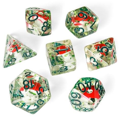 OriCraft Mushrooms Dice DND Dice Set with Mushrooms Inside Dungeons and Dragons Polyhedral Role Playing Gaming Dices D20 Dice 7 Set Halloween Dices