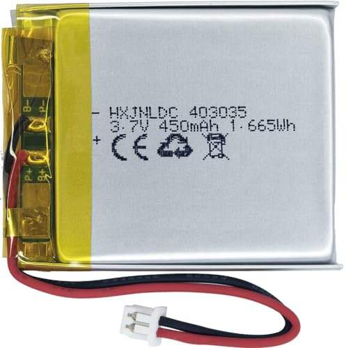 DC 3.7V 450mAh 403035 Rechargeable Lithium Polymer Battery, Suitable for DIY 3.7-5V Electronic Products with Built-in 2-Wire Battery Replacement and LED Lights