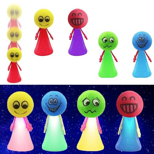 KARELLS 8 Stück Jumping Spielzeug,LED Leuchtspielzeug,LED Feder Leucht Springendes Spielzeug,Kindergeburtstag,Emoticons Puppen für Kinder Geburtstag Kinderparty Garten Party(Farbe Zufällig)