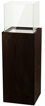 DECOKTIVO Windlicht-Säule, Kerzenständer, Deko-Laterne, Dekosäule, Bodenwindlicht, Holz und Glas, Für Wohnzimmer Balkon Terrasse, Dunkelbraun, 80 cm Hoch