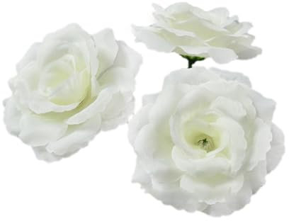 Anevous 10 Stück Künstliche Blumenköpfe, Kunstblumen Blütenköpfe Blumen Rosen Köpfe, Fake Rosen kunstblume Deko Blumen Köpfe für DIY Hochzeit Party Deko Muttertag, Zuhause Dekoration,Off-White