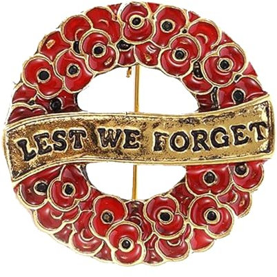 Broche coquelicot rouge 2024 pour le jour du Souvenir avec inscription « We Will Remember Them », Métal