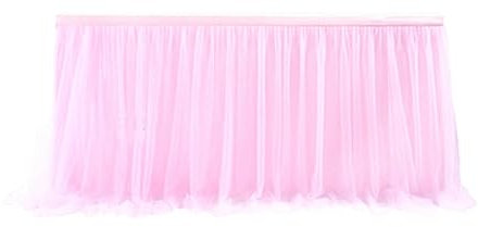 Fowecry Jupe de table en tulle rose pour anniversaire, mariage, nappe, arrangement de gâteaux, desserts, facile à utiliser (1,2 m)