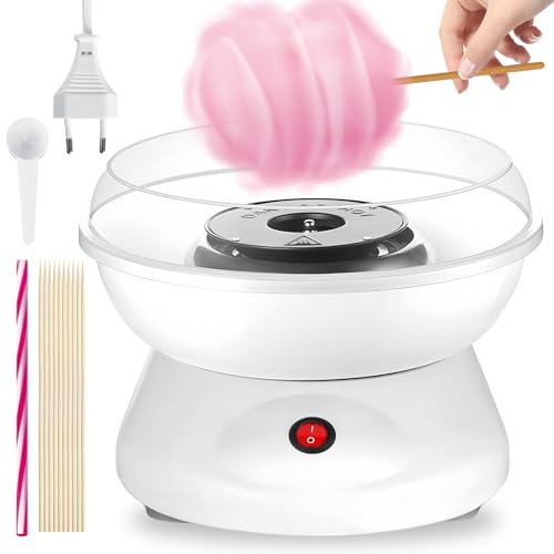 Zuckerwattemaschine Für Zuhause, Zuckerwatte Maschine, Retro Cotton Candy Machine, 450w Für Verschiedene Partys Einfache Bedienung Und Leicht Reinigen Cotton Candy Machine Inkl. Zubehör(Weiß)