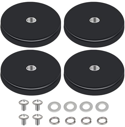 4 Stück Neodym Magnete Gummiert, Gummi Runde Magnete, 66MM Magnetsysteme, mit M6 Gewinde, für Schrauben Öse oder Haken