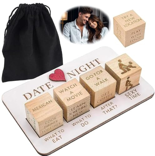 tyokas Date Night Würfel Set Date Night Dice for Couples Spiele für Paare aus Holz Entscheidungswürfel Kreatives Paarspielset Geeignet für Paarverabredungen, Jubiläen, Hochzeiten