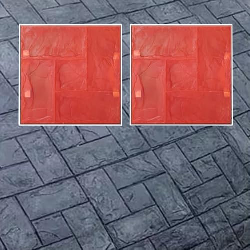 Jievmrs Concrete Stamp Set of 2 Stamp Stone Tile Texture Mats，Concrete Imprint Molds Skin for Ground Seamless, Decorative Concrete Stamps Forms for Cement Walkway