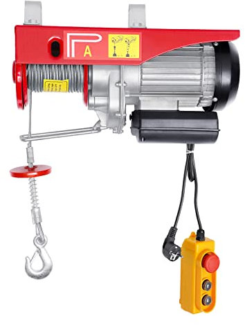 Tagtuell Elektrische Seilwinde 800kg, Seilzug Motorwinde Kupfermotor Flaschenzug, Hebezug Seilhebezug Kettenzug mit Kabelgebundene Fernbedienung, Heber-Kran, 10m/min Hubgeschwindigkeit