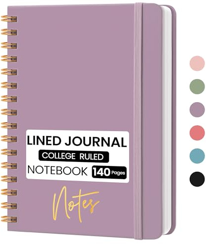 CICPAP Lined Spiral Journal Notebook, A5 College Ruled Notebook for Journaling, Note-Taking, and Daily Planning, Durable Hardcover with an Elegant Design, Purple