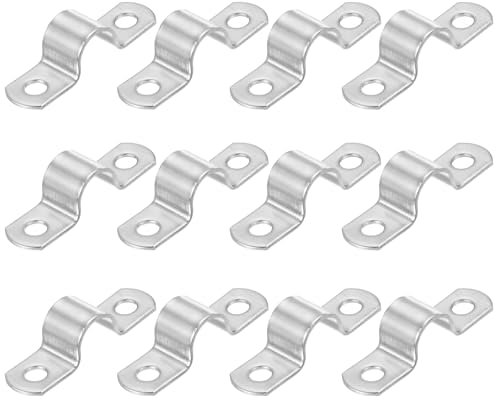 PATIKIL 12mm Rigid Pipe Strap, 12 Pcs 304 Stainless Steel Conduit Clamp 2 Hole Thicken U Bracket Pipe Clamp Tube Strap for Pipe Cable Wire Fixing, (4/9)