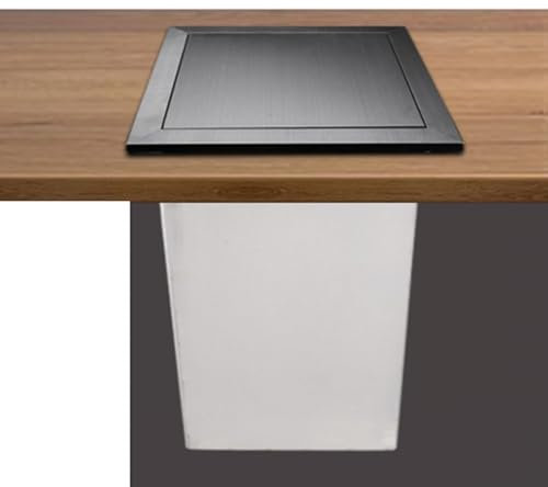 CAFIEDR Trash Can Kitchen Cabinet Built-in Garbage Can, 304 Stainless Steel Trash Bin Recessed Counter Top Cover, 350mm Deep Waste Chute with Balance Swing Flap Lid-Black (Black A)