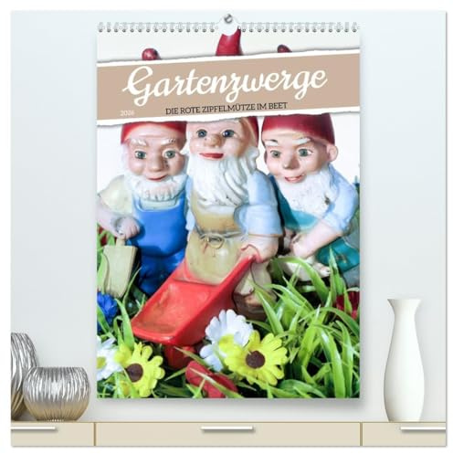 Gartenzwerge: Die rote Zipfelmütze im Beet (hochwertiger Premium Wandkalender 2026 DIN A2 hoch), Kunstdruck in Hochglanz: Die Helferlein im Garten aus Ton: Gartenzwerge (CALVENDO Hobbys)