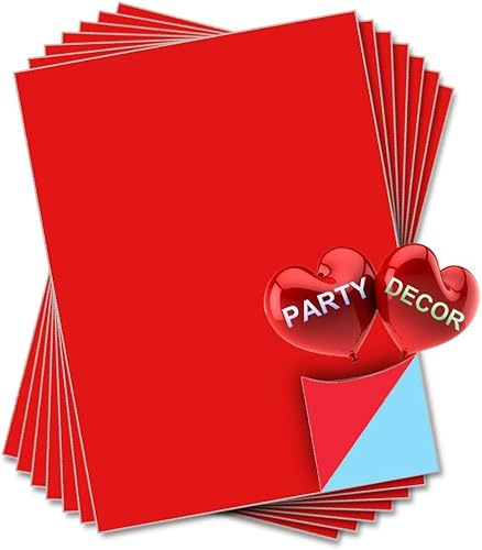 PARTY DECOR Red Self Adhesive Gloss Vinyl Sheet - A3 - pack of 5 - perfect for hobby & craft