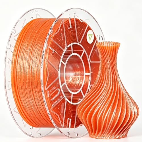 Creality Hyper PLA RFID Stardust Filament for 3D Printers, 1.75mm Filament Galaxy-Like Sparkle 1kg/(2.2lb) with Starry & Smooth Surface, Effortless Printing Fits Most 3D Printers(Orange)