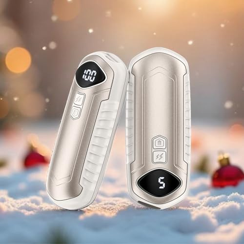Lot de 2 chauffe-mains rechargeables - Chauffage électrique portable 6000 mAh - Format de poche - Ultra léger et fin - 5 niveaux de chauffage jusqu'à 55 °C - Parfait pour le camping