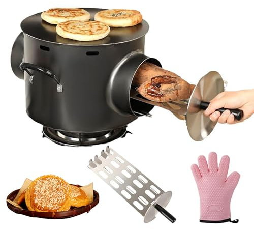 Barbecue a Gas, Forno Barbecue Portatile in Acciaio Inox con cassetto, Piastra Senza Fumo per Campeggio, Picnic, Giardino