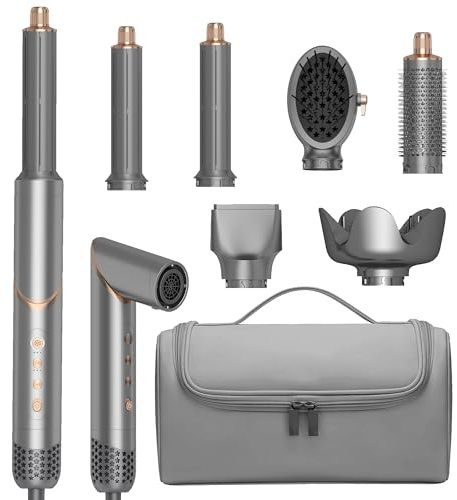 OKWRAP Hair Styler 110000 U/MIN Airstyler 6 in 1 Haarstyler 6 in 1 Diffusor | Haarstyler mit Warmluftbürste, Diffusor, Haartrockner, Lockenstab, Glättbürste für Trocknen mit Aufbewahrungstasche
