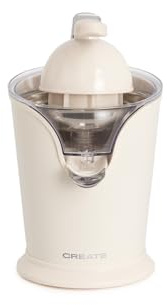 CREATE/JUICER PRESS/Exprimidor de cítricos eléctrico de palanca blanco roto/Sin salpicaduras, depósito 250ml, filtro de pulpa, sistema antigote, apto lavavajillas, 2 conos, 100W