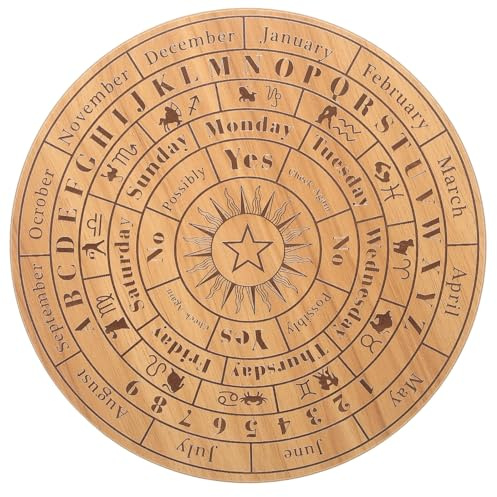 DEARMAMY Witch Divination Board aus Holz Pendelbrett mit Geschnitzten Details Vielseitiges Wicca Ritual Dekorationsbrett für Zuhause und Festlichkeiten Großes Planchette aus Natürlichem