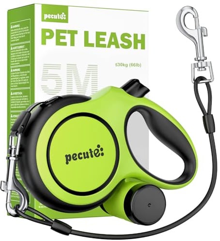 Pecute Correa Perro Extensible 5 Metros con Cuerda Antimordida para 15-50kg