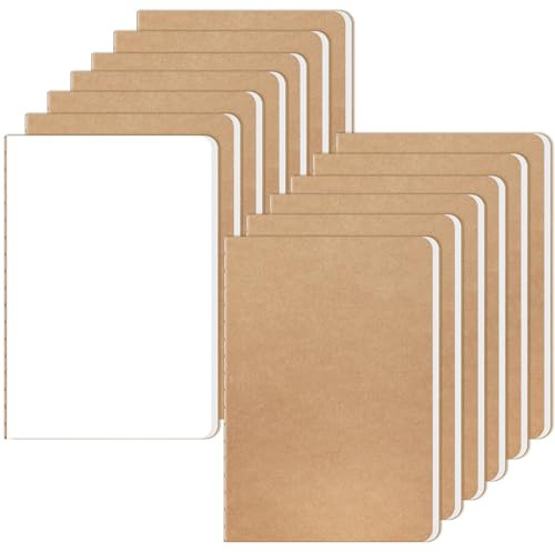 RITOLLO 13 Stück A5 Notizbuch Blanko, Kraftpapier Einband Tagebuch, 80 g/m² Premium Papier, Skizzenbuch zum Zeichnen & Kreativprojekte, Ideal für Schule, Büro und Reise