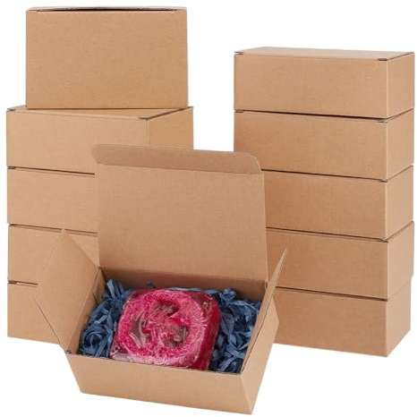 BENECREAT 30 Stück Wellpappe Geschenkboxen 12.6x8.1x4.7cm Kleine Versandboxen im Bulk für Unternehmen Versand und Verpackung Braun