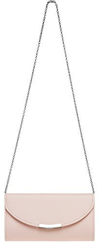 Caspar TA360 elegante Damen Clutch Tasche Abendtasche mit langer Kette, Farbe:rosa, Größe:One Size