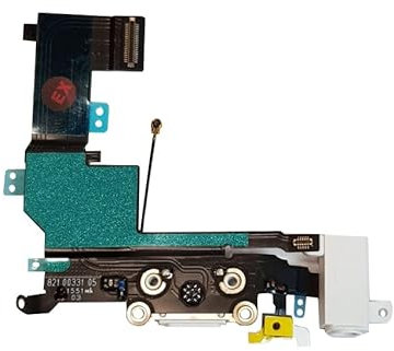 Smartex® Charging Port Flex cable compatible with iPhone SE White – Dock Connector with built in Microphone, Home button, Loudspeaker, Antenna