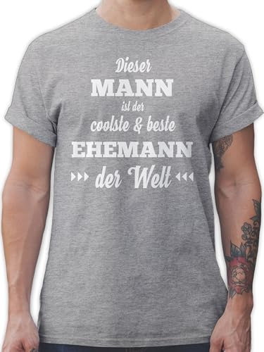 T-Shirt Herren - & Männer Geschenke - Dieser Mann ist der coolste und Beste Ehemann - M - Grau meliert - männertag Couple Tshirt Bester Tshirts Welt für