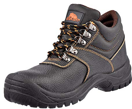 KAM-LITE Herren Arbeitsstiefel Wasserdichter Slip auf Sicherheitsschuhen Leder Stahl Zehenkappe Working Knöchel Wanderschuhe S3 SRC Schwarz 43 EU