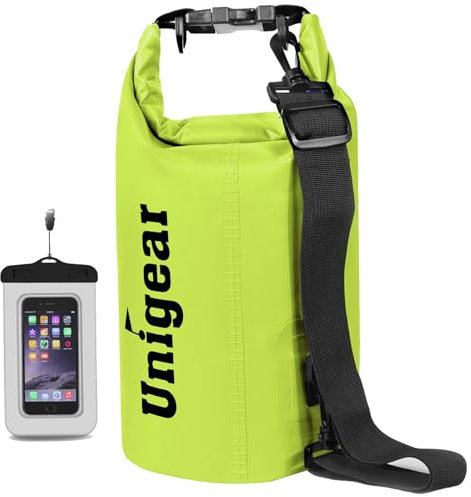 Unigear Dry Bag, 2L/5L/10L/20L/30L/40L/55L, wasserdichter Beutel wasserdichte Taschen Seesack Packsack mit Handytasche und Gurte für Boot und Kajak, Angeln, Rafting, Schwimmen, Camping und Snowboarden