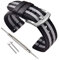 VINBAND Unisex Nylon Uhrenarmband mit Edelstahl Silberne Schnalle (24mm, Schwarz Grau Schwarz)