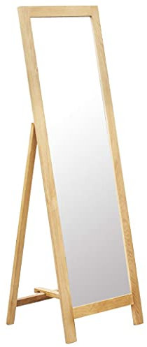 vidaXL Eichenholz Massiv Standspiegel Ankleidespiegel Garderobenspiegel Ganzkörperspiegel Flurspiegel Dekospiegel Spiegel Kosmetikspiegel 48x46,5x150cm