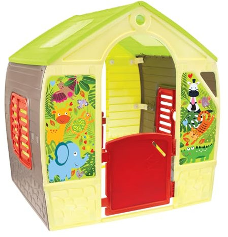 Mochtoys Spielhaus Kinder - Gartenhaus für Außen und Innen, Kunststoff Kinderspielhaus Für Garten Draußen, 102x88x108 cm