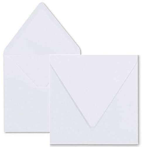 Paper24 Quadratische Briefumschläge 110 x 110 mm,120 g/qm, für Einladungen und Gutscheine, 50 Umschläge Weiß