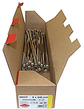 Tellerkopfschrauben Holzbauschrauben alle Größen Tellerkopf Torx Schrauben (50Stück 6x240mm TX30)