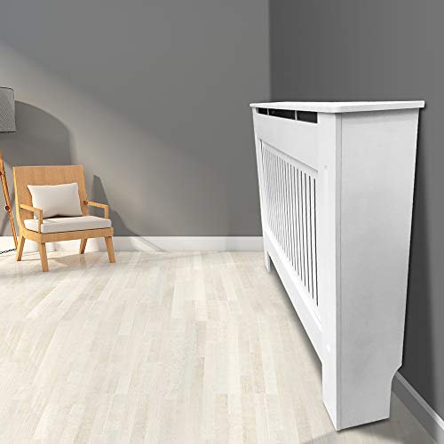 Blümme Modern Radiator Cover White Painted MDF Cabinet Vertical Slats Decorative Cabinet Radiator Shelve for Living Room Bedroom Kitchen Medium - 1120 x 815 x 190(mm)
