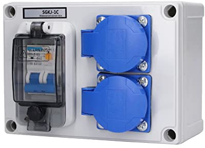 Enchufe Exterior, 200-250V 10-16A SGKJ-2C Zócalo Del Interruptor de La Caja de Salida de La Pared, con Magnetotérmico 30V 40A 1P+N, para Uso en Interiores y Al Aire Libre