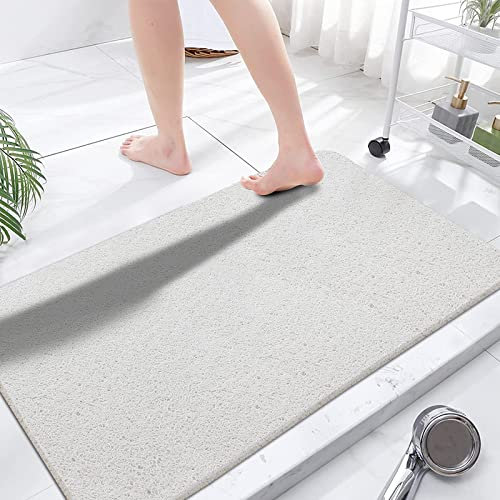 Extra große Duschmatten, rutschfest, 60 x 120 cm, Badematte für Dusche, Luffa-Matten für Dusche und Badezimmer, schnell trocknend, weiß
